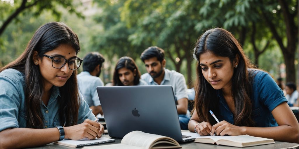 Students preparing for UPSC exams in college library.